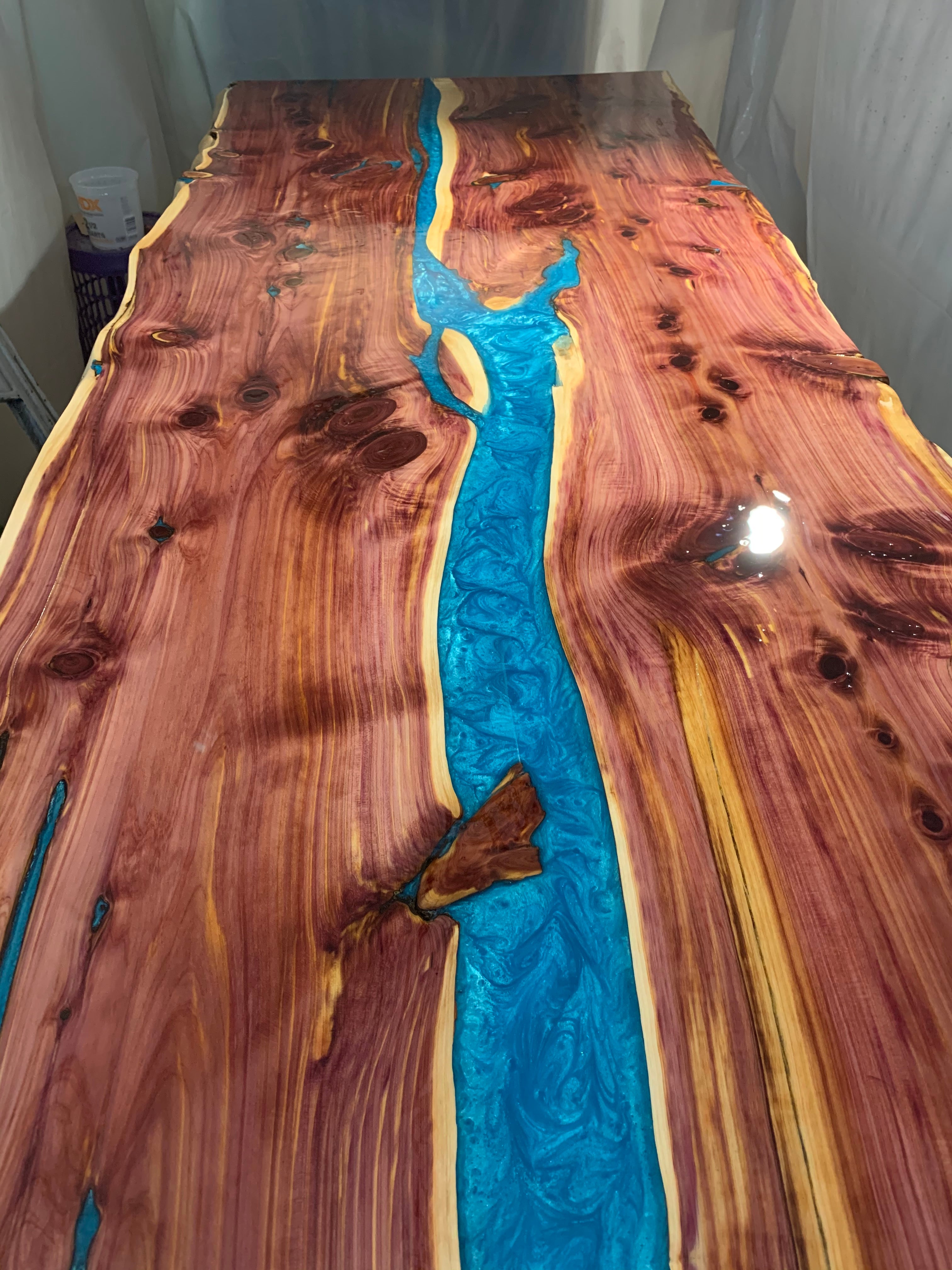 Epoxy on sale cedar table